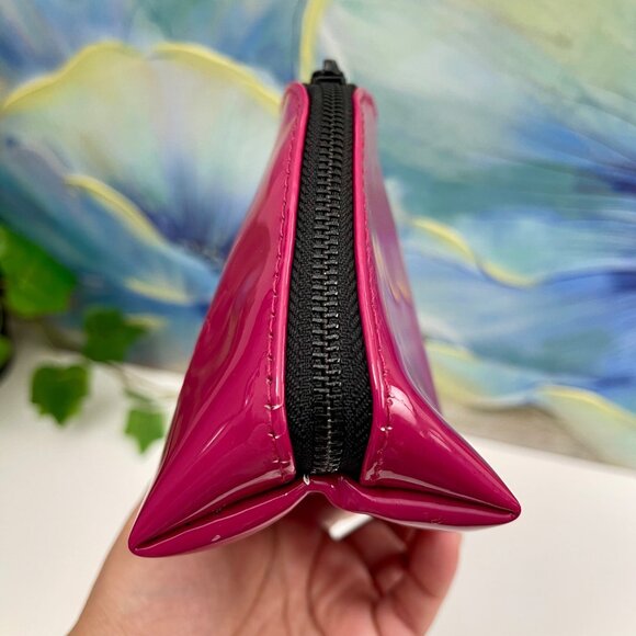 Yves Saint Laurent Beauty Fuchsia Patent Cosmetic Bag With Top Zip Closure - Picture 4 of 11